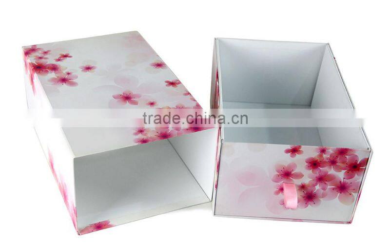 Wholesale cardboard folding gift box paper packaging box with ribbon