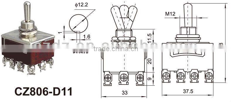 4-way toggle switch,automatic reset 6 pole double throw toggle switch