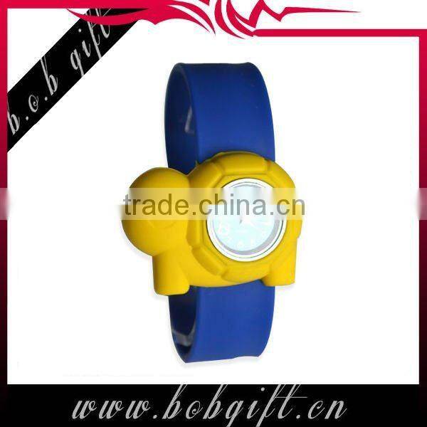 simple design tortoise silicone snap wristband watches for kids