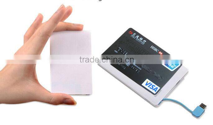 small ultra slim card-shape credit card power bank 2200mah 2500mah