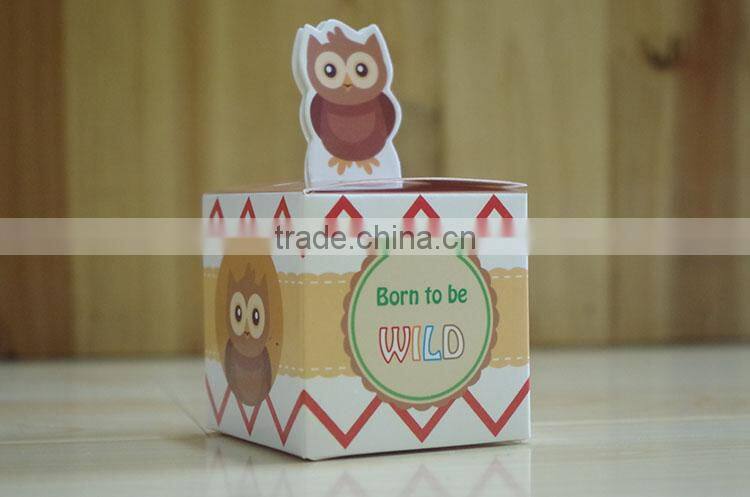 Lovely selva animals paper candy box for baby shower