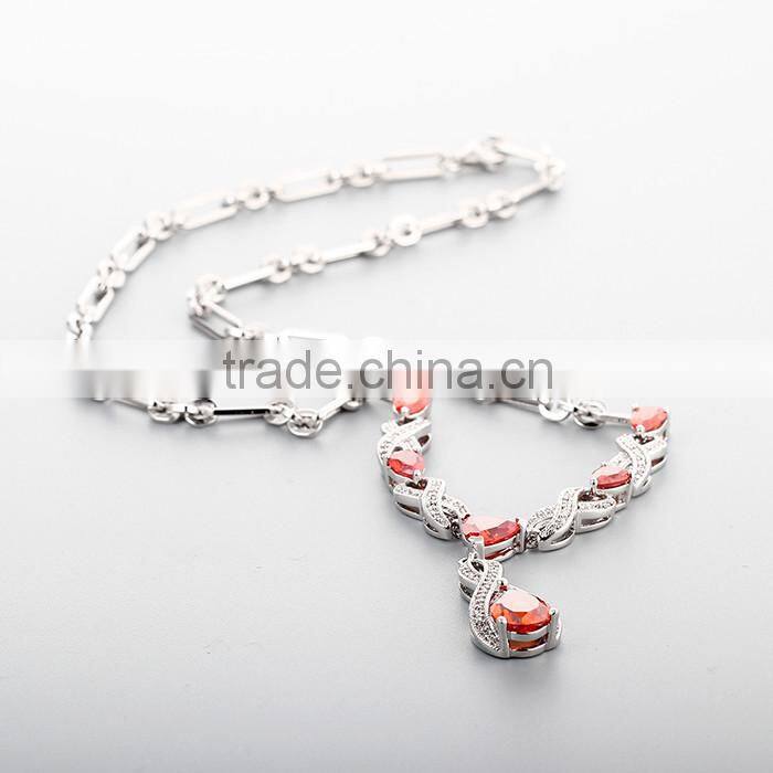 925 Sterling Silver Stone Chain Necklace Jewellery SNP029W