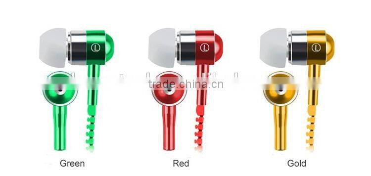 Newest Headphone Headset Zipper Metal Earphone Wired In-ear Earphones auricular Earbuds Accept Customize For Samsung S7