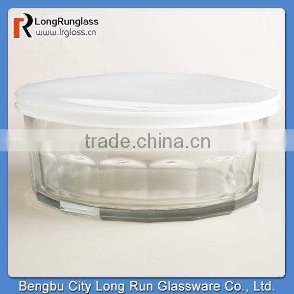 LongRun 9" New Design Working Glass Bowl with Plastic Lid Charming Glass Serveware Wholesale