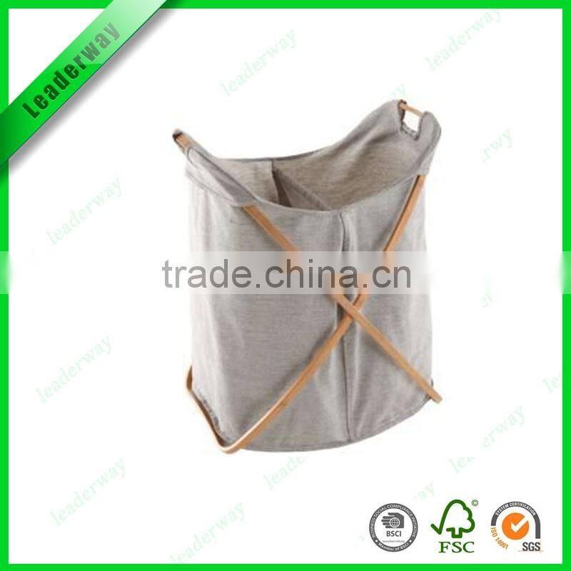Fashion design collapsible bamboo laundry basket