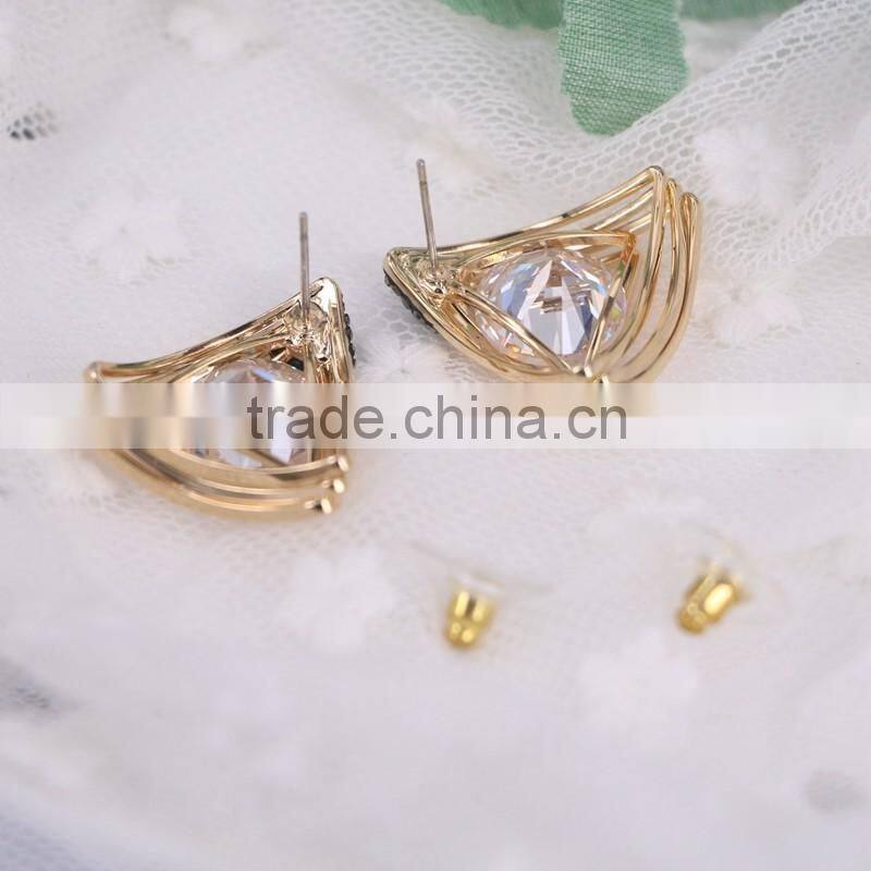 Fancy Crystal Zircon Cuff Earring, Golden Earring Designs For Women