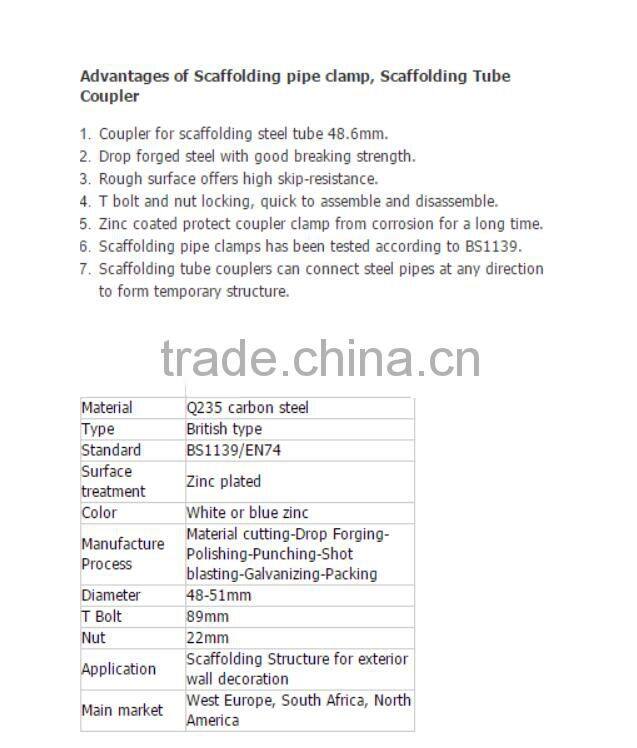 Drop Forged Double Coupler Australia Style Scaffolding tube clamp Coupler