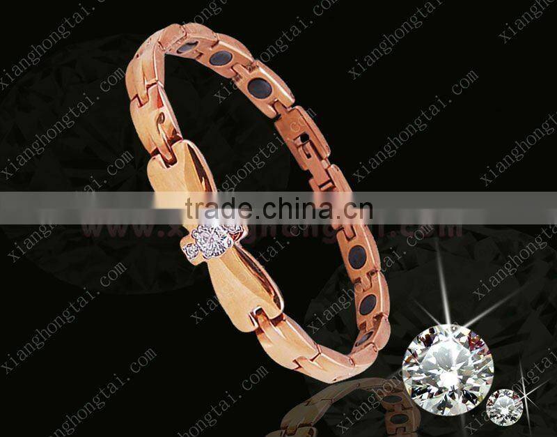 fashion women stainless steel crystal cuff bangle bracelet strong healthy energy bio magnetic jewelry