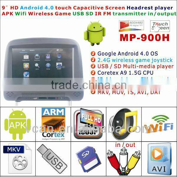 9 inch motorized lcd car monitor Android 4.0 Headrest Car lcd monitor Support WIFI/3G