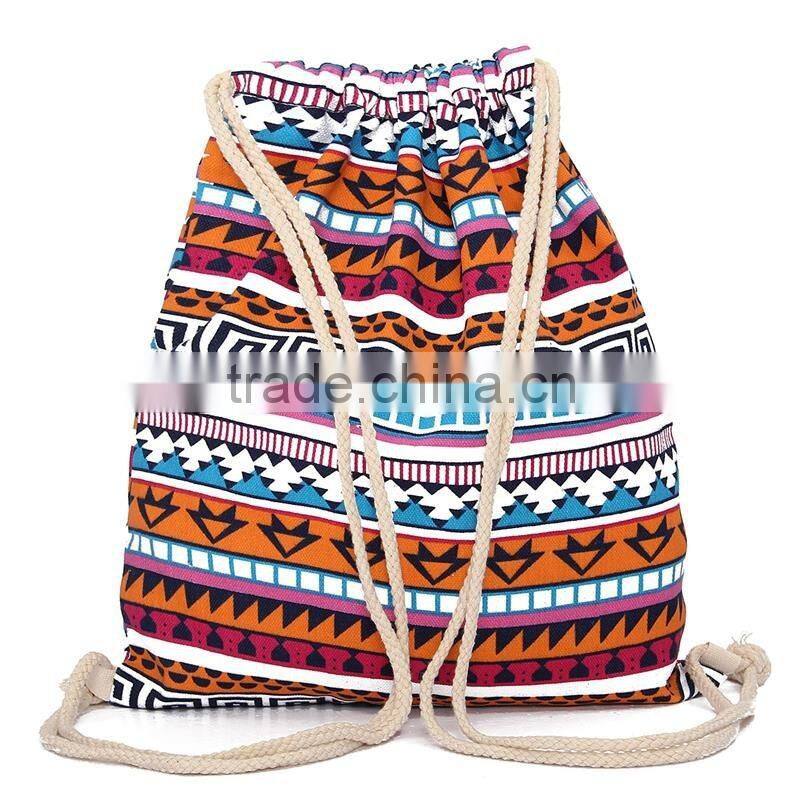 Newest Ethnic Style Women Drawstring Backpack of Drawstring Bag