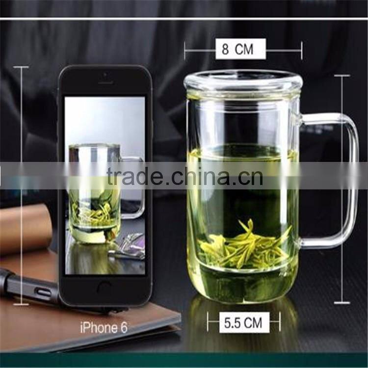 Mouth-blowing heat resistant borosilicate glass tea cup/pot Fashion glass cup 400ml ,promotional gifts