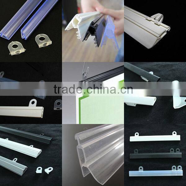 supermarket pvc profiles transparent for display holding