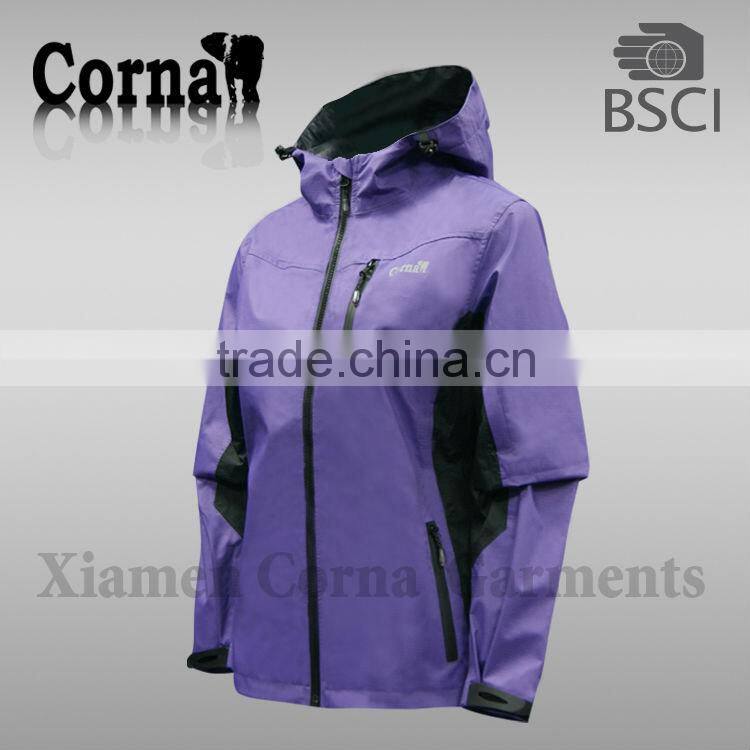 newest develop lady 100% polyester 2.5 layer 3*3 ripstop waterproof jacket