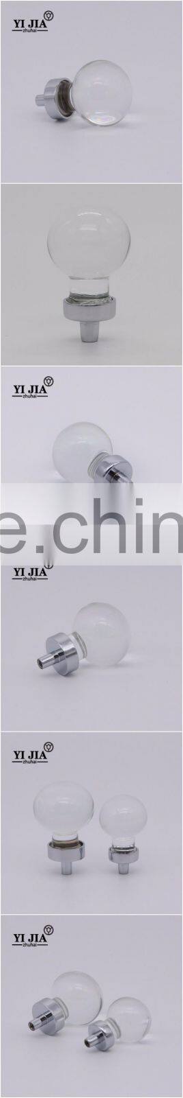 1 3/8 inch zinc alloy clear polished chrome glass knob