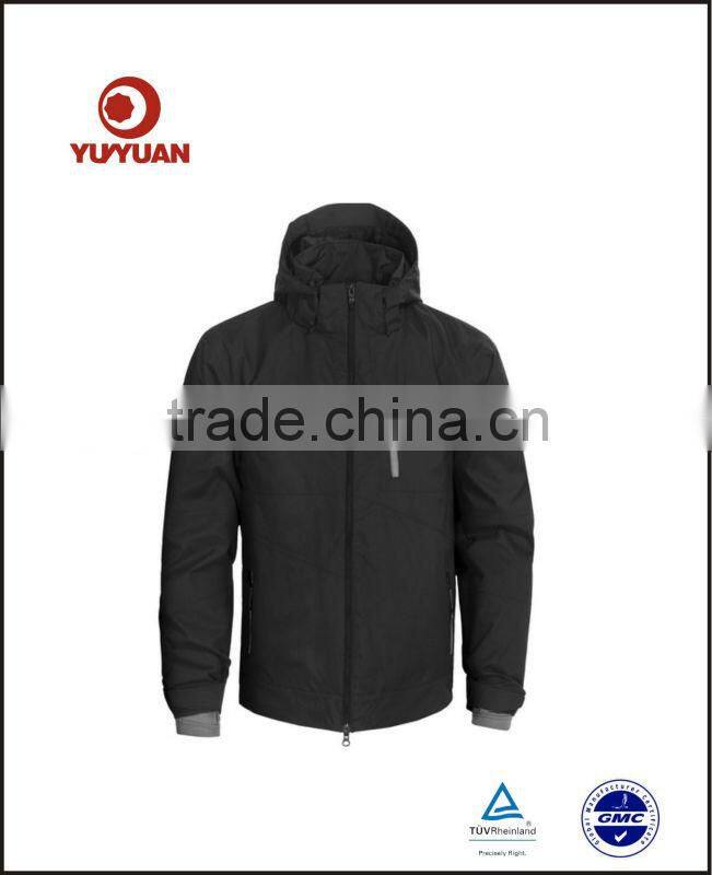 Stylish hooded waterproof outdoor ski jacket with windproof cuff