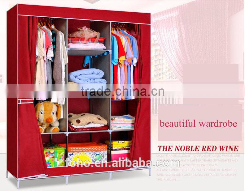 Folding wardrobe for bedroom designs diy cloth canvas wardrobe (FH-CS0505 )
