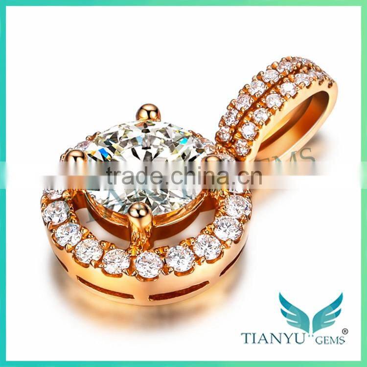 18K yellow gold necklace jewelry,Moissanite diamond pendent for choker necklace