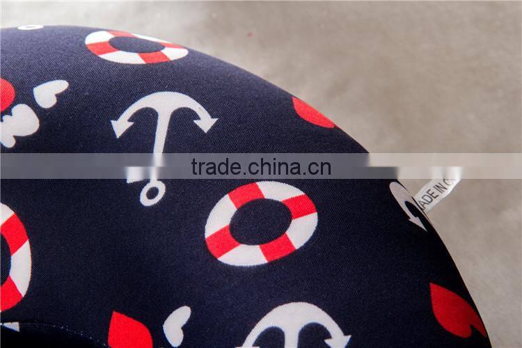 Printed Spandex fabric u shape pillow,with button and hook