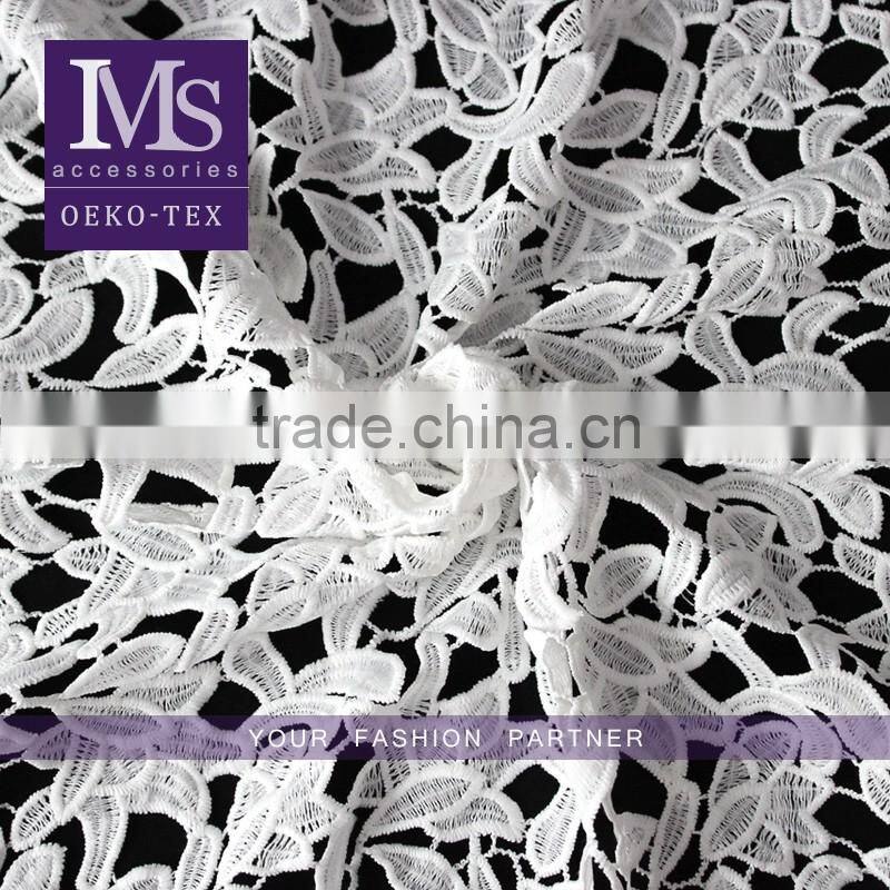 100% cotton combed flower fabric with lace embroidered lace fabric china