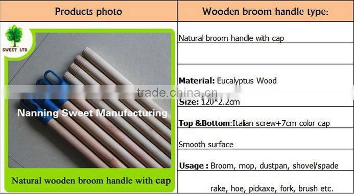 2016 Smooth surface natural shovel handles with plastic cap for sweeping tools