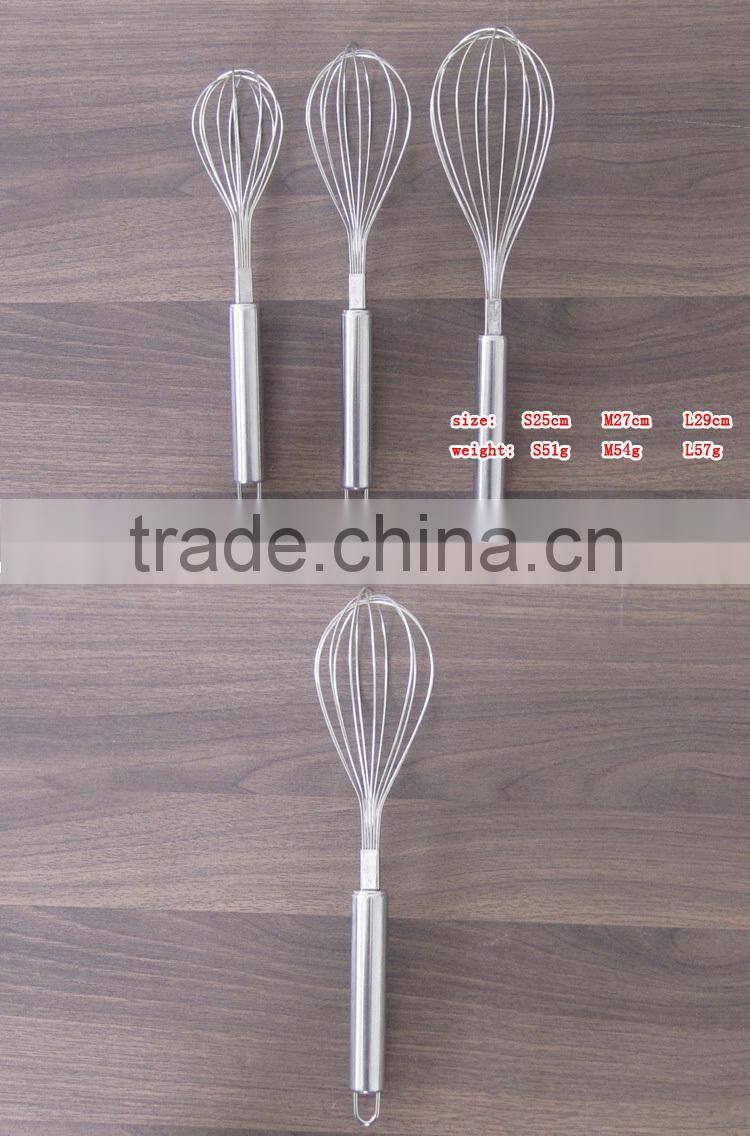 Manual stainless steel mixer beat eggs household blender bold stainless steel round bar handle Small Medium Large Whisk D09