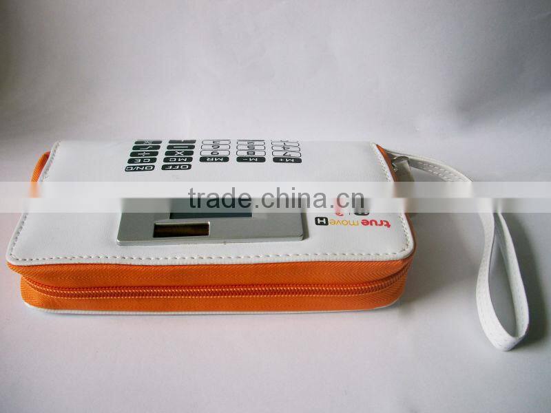 promotional item solar electronic pencil case calculator bag purse calculator