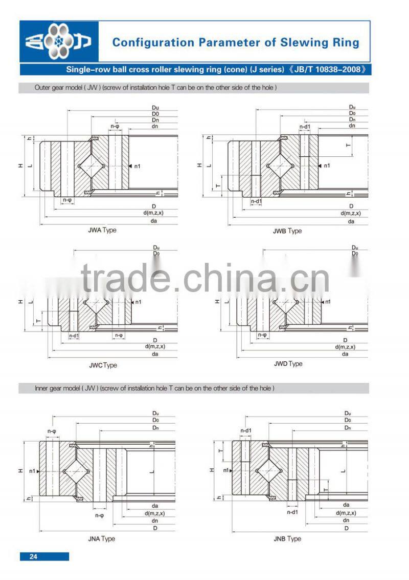 42 CrMo Three row cylindrical roller slewing bearing for port machinery
