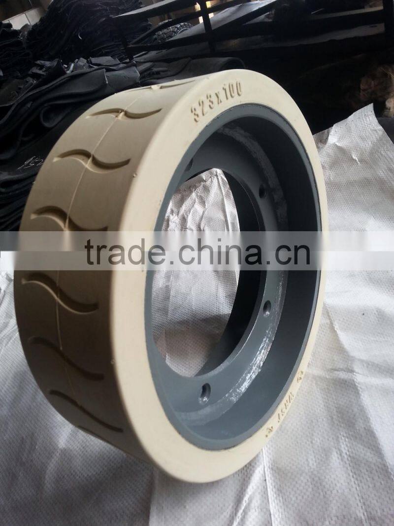 cheap jlg non marking solid rubber wheel 323x100 with part number 2915012
