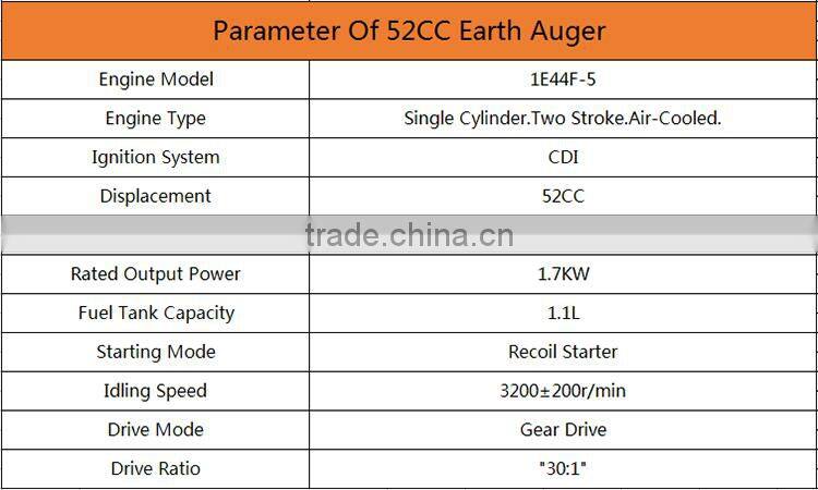 China Supplier Digging Tools 1E44F-5 52CC Tree Planting Digging Machines Earth Auger