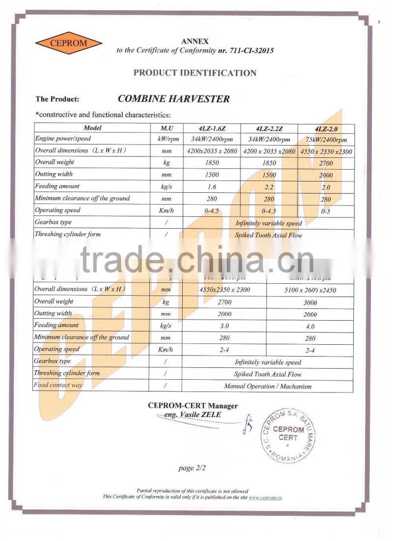 model 4LZ-4.0Z combine harvester