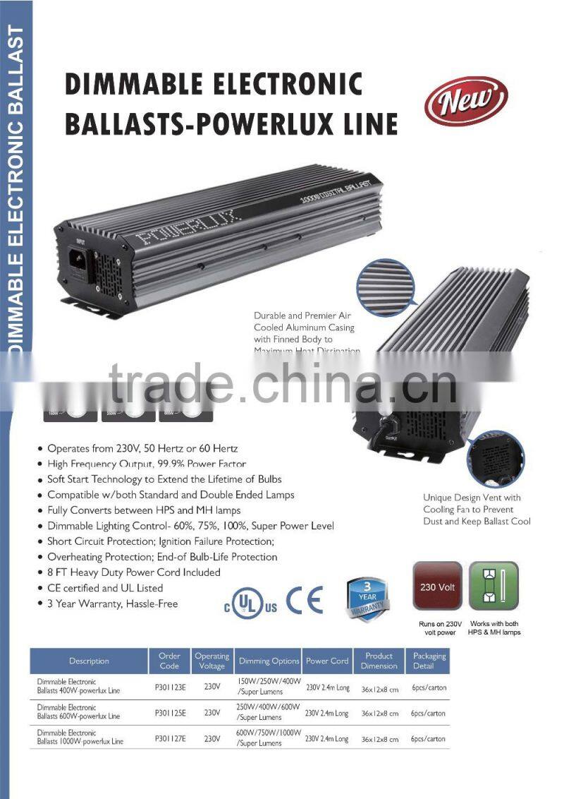 Newly-Designed 2017 400w 600w 1000w Dimmable Digital Electronic Ballast