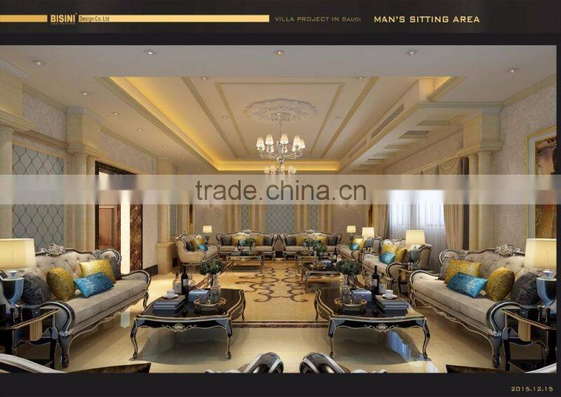 3D European Classic Style Home Rendering Of Main Living Room