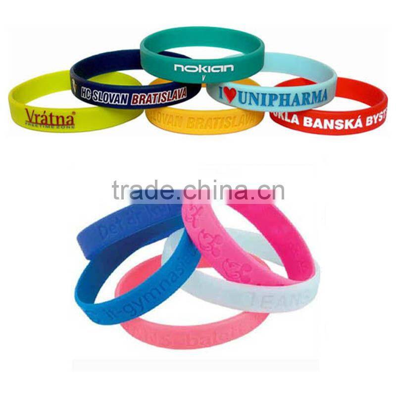 Colorful Different Custom ink color Silicon rubber bracelets
