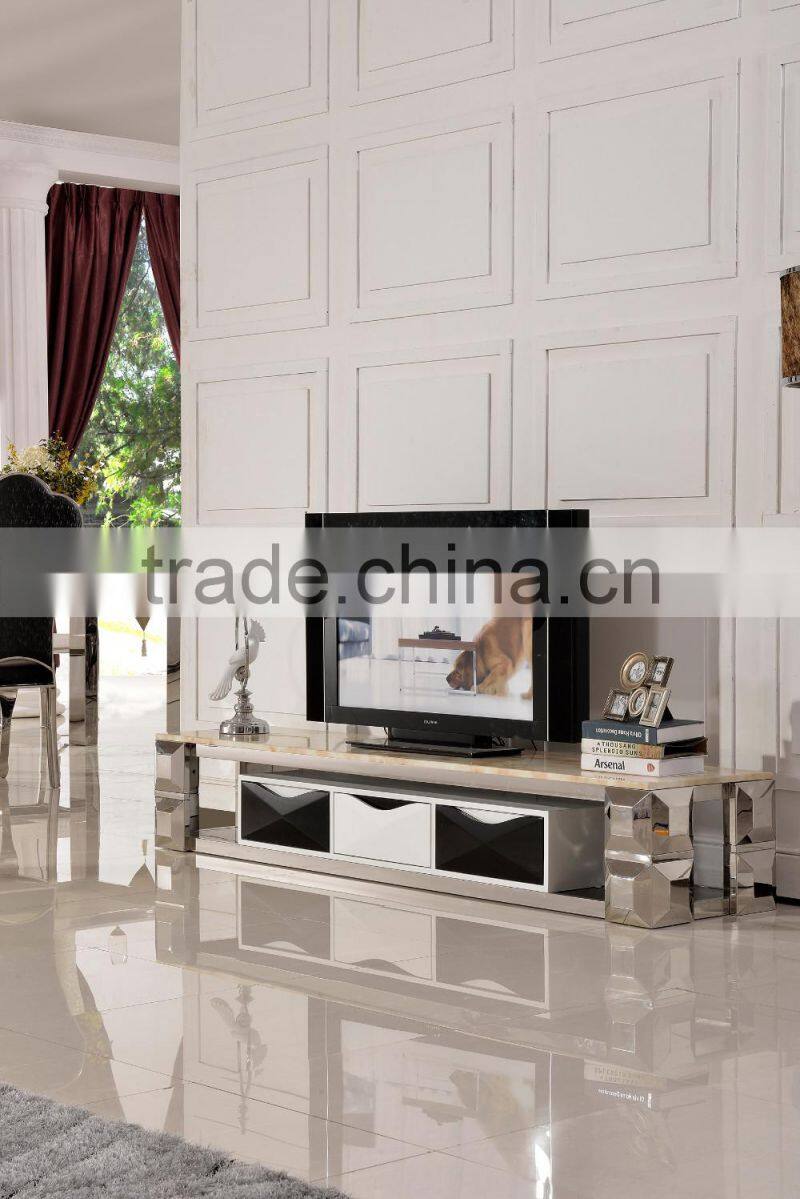 E377 Living Room Furniture Modern Corner White Lcd TV Floor Stand