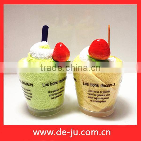 Colorful Microfiber Cloth Yellow Ice Cream Cherry Towel Cake