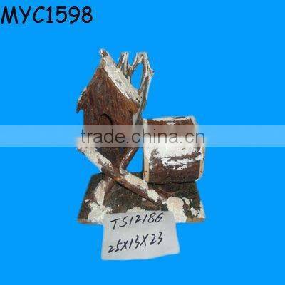 Rustic wooden flower pot gardening pot