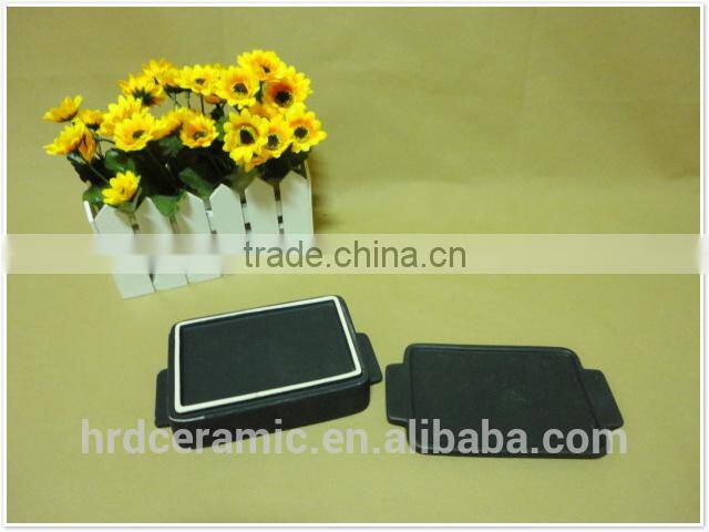 wholesale daily use square black porcelain with lid ceramic bakeware