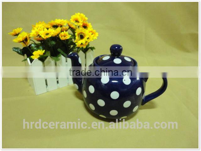 Colorful White with printing Ecofriendly 100% Ceramic Tea Pot