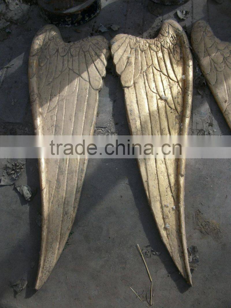 Antique hand carving gold wooden dance angel wings