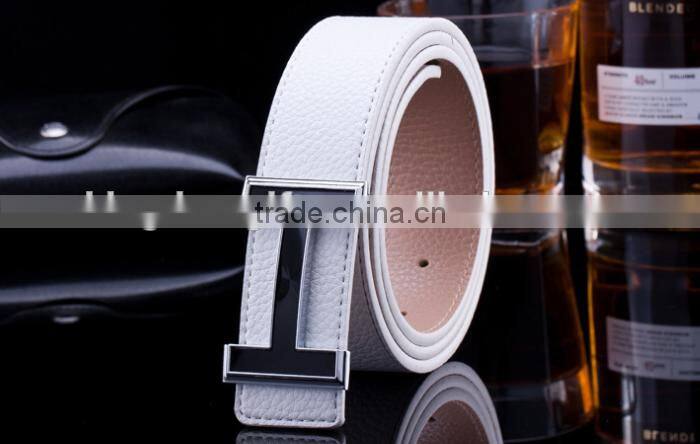 High quality leather belt Genuine smooth buckle leather belt