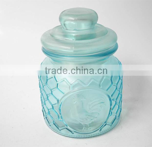 turquoise glass oul food grade container with glass seal lid
