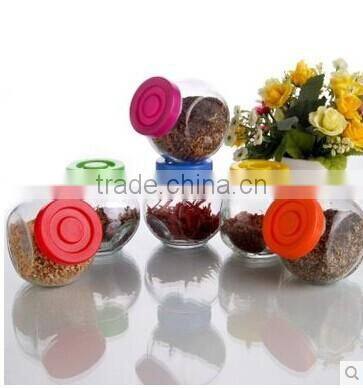Clear Oval Shap Hermetic Fancy Food Storage Glass 2oz Spice Storage Jar