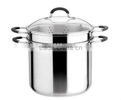 stainnless steel 18/8 steamer pot with Mirror polish & Two-double layer