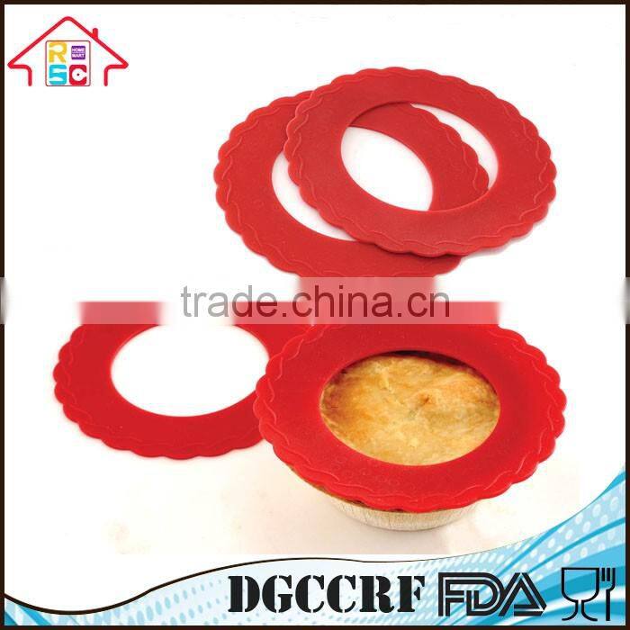 NBRSC Reusable Mini Pie Pan Crust Shields Silicone Cover Set of 4