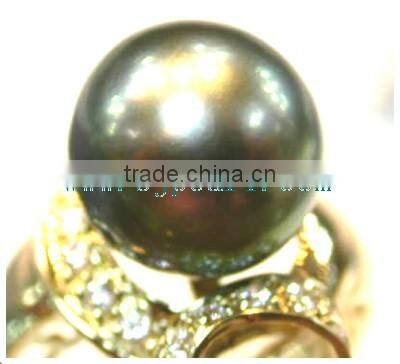 18K gold ring setting big seawater pearl ring