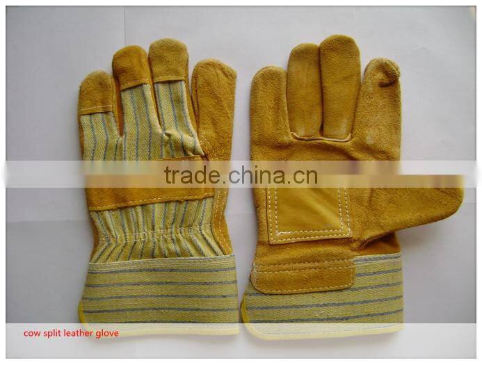 Golden cow split leather working safety glove