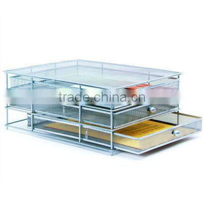 2 tier office metal mesh desk office letter tray