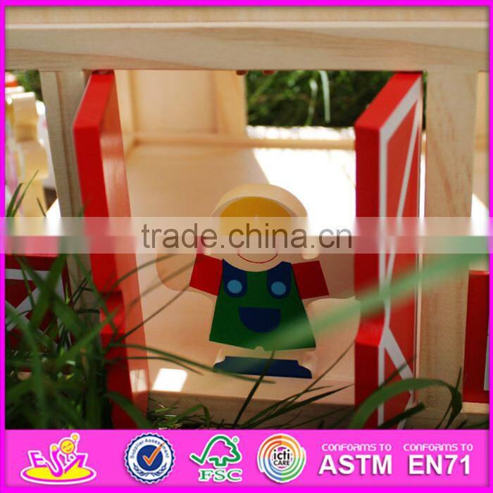 Hot sale children mini wooden toy barn kits W06A156-S