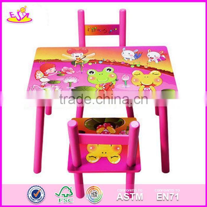 2017 New design home / school / pink wooden girls table and chairs W08G197