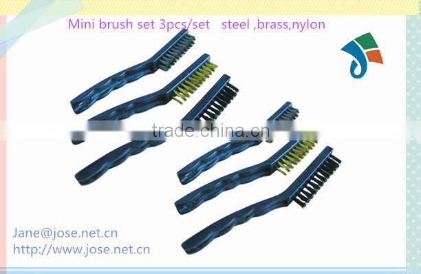 Steel,brass,nylon long handle wire brush Mini brush set